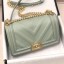 Chanel Calfskin Patchwork Chevron Medium Boy Flap Bag A67086 Light Green 2019 Collection CE00712