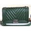 Chanel Caviar Leather Chevron Boy Flap Medium Bag Green/Silver CE02664