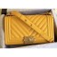 Chanel Caviar Leather Chevron Boy Flap Medium Bag Yellow/Gold CE01382