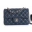 Chanel Caviar Leather Small Classic Flap Bag A1116 Navy Blue/Silver CE03262