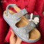 Chanel CC Logo Magic Loop Beach Sandals denim light blue 2020 CE02426