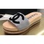Chanel CC Logo Mules Slipper Sandals Gray Runway 2020 CE03413