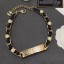 Chanel Chain Leather Tag Choker Necklace Black 2019 Collection CE01695