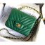 Chanel chevron caviar leather 1115 classic flap bag green with golden hardware CE02672