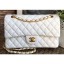 Chanel Classic Flap Medium Bag A1112 White in Sheepskin Leather with Gold Hardware CE01122