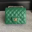 Chanel Classic Flap Mini Bag A1115 in Caviar Leather Green with Golden Hardware CE01750