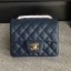 Chanel Classic Flap Mini Bag A1115 in Caviar Leather Sapphire with Golden Hardware CE01270