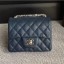 Chanel Classic Flap Mini Bag A1115 in Caviar Leather Sapphire with Silver Hardware CE01042