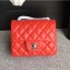 Chanel Classic Flap Mini Bag A1115 in Lambskin Leather Red with Silver Hardware CE01884