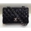 Chanel Classic Flap Small Bag A01116 Black in Patent Leather with Silver Hardware CE03650