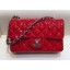 Chanel Classic Flap Small Bag A01116 Red in Patent Leather with Silver Hardware CE02152