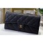 Chanel Classic Long Flap Wallet 30077 Grained Calfskin Black/Gold CE00665