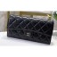 Chanel Classic Long Flap Wallet 30077 Lambskin Black/Silver CE02908