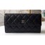 Chanel Classic Long Flap Wallet 31502 Grained Calfskin Black CE03689