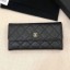 Chanel Classic Quilted Grained Leather Flap Wallet A50096 Black/Gold Collection CE02729