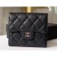 Chanel Classic Small Flap Wallet 31528 AP0231 Grained Calfskin Black/Silver CE02684