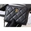 Chanel Classic Small Zipped Card Holder 60086 Grained Calfskin Black/Gold CE01363
