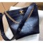 Chanel Crocodile Embossed Calfskin Button Up Hobo Bag Black 2019 CE03099