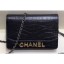 Chanel Crocodile Embossed Calfskin Gabrielle Wallet On Chain WOC Bag Black 2019 CE02657