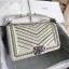 Chanel Crumpled Calfskin Medium Boy Chanel Bag A67086 Ivory 2018(Silver-Tone Metal) Collection CE01024