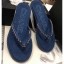 Chanel Denim Chain Thong Sandals Dark Blue 2020 CE01389