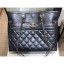Chanel Drawstring Shopping Tote Bag with Zip Dark Silver Gray 2019 CE04091