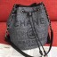 Chanel Fabric Logo Print Small Drawstring Bucket Bag Black 2019 Collection CE02958