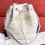 Chanel Fabric Logo Print Small Drawstring Bucket Bag White/Gold 2019 Collection CE02935