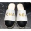 Chanel Gold Logo Espadrilles Mules White/Black 2019 CE02267