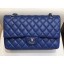 Chanel Grained Caflskin Medium Classic Flap Bag A01112 Blue With Silver Hardware CE00757