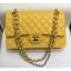 Chanel Grained Caflskin Medium Classic Flap Bag A01112 Yellow With Silver Hardware CE02554