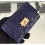 Chanel Grained Calfskin Boy Flap Card Holder A80603 Navy Blue/Gold CE01616