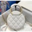 Chanel Grained Calfskin Clutch With Chain & Round Handles AP1176 White 2020 Collection CE00516