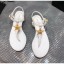 Chanel Grosgrain & Goatskin Flat Sandals With Star Buckle White 2020 Collection CE02783
