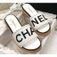 Chanel Heel Logo Mules Lambskin White 2020 CE01366