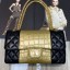 Chanel Lambskin and Crocodile Embossed Calfskin Medium 2.55 Flap Bag A37586 Black/Gold 2019 Collection CE03387