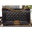 Chanel Lambskin Boy Flap Medium Bag Black/Gold CE01840