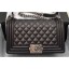 Chanel Lambskin Boy Flap Medium Bag Black/Silver CE00686