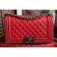 Chanel Lambskin Boy Flap Medium Bag Red/Silver CE02857