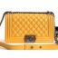 Chanel Lambskin Boy Flap Medium Bag Yellow/Silver CE00619