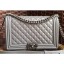 Chanel Lambskin Boy Flap New Medium Bag Gray/Silver CE04012