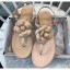 Chanel Lambskin Classic Camellia Thong Sandals Nude 2020 Collection CE02304