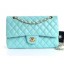 Chanel Lambskin Medium Classic Flap Bag A01112 Light Blue With Gold Hardware CE01830