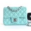 Chanel Lambskin Mini Classic Flap Bag A01115 Light Blue With Silver Hardware CE03665