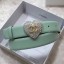 Chanel Leather Belt 30mm with Crystal Heart Buckle Green 2020 Collection Belt CE01897