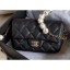 Chanel Logo Chain Pearl Small Flap Bag AS1436 Black 2020 CE04059