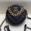 Chanel Maxi-Quilted Lambskin Round Clutch with Chain Black 2019 Collection CE01579