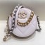 Chanel Maxi-Quilted Lambskin Round Clutch with Chain White 2019 Collection CE02617