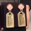 Chanel Metal Tag Short Earrings AB3078 Gold/Pink 2019 Collection CE00783