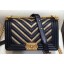 Chanel Metallic Boy Medium Flap Bag Chevron Black/Gold 2019 CE03108